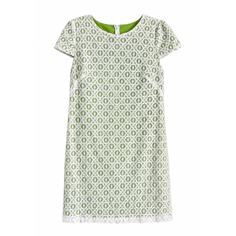 Suzi Chin white green Lace Shift Dress Size 4 Brand New With Tags